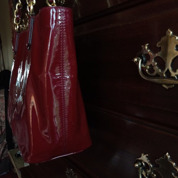 COACH  Shoulder Tote  Bag  Chelsea Patent Leather Red  Authentic - Picture 6 of 14